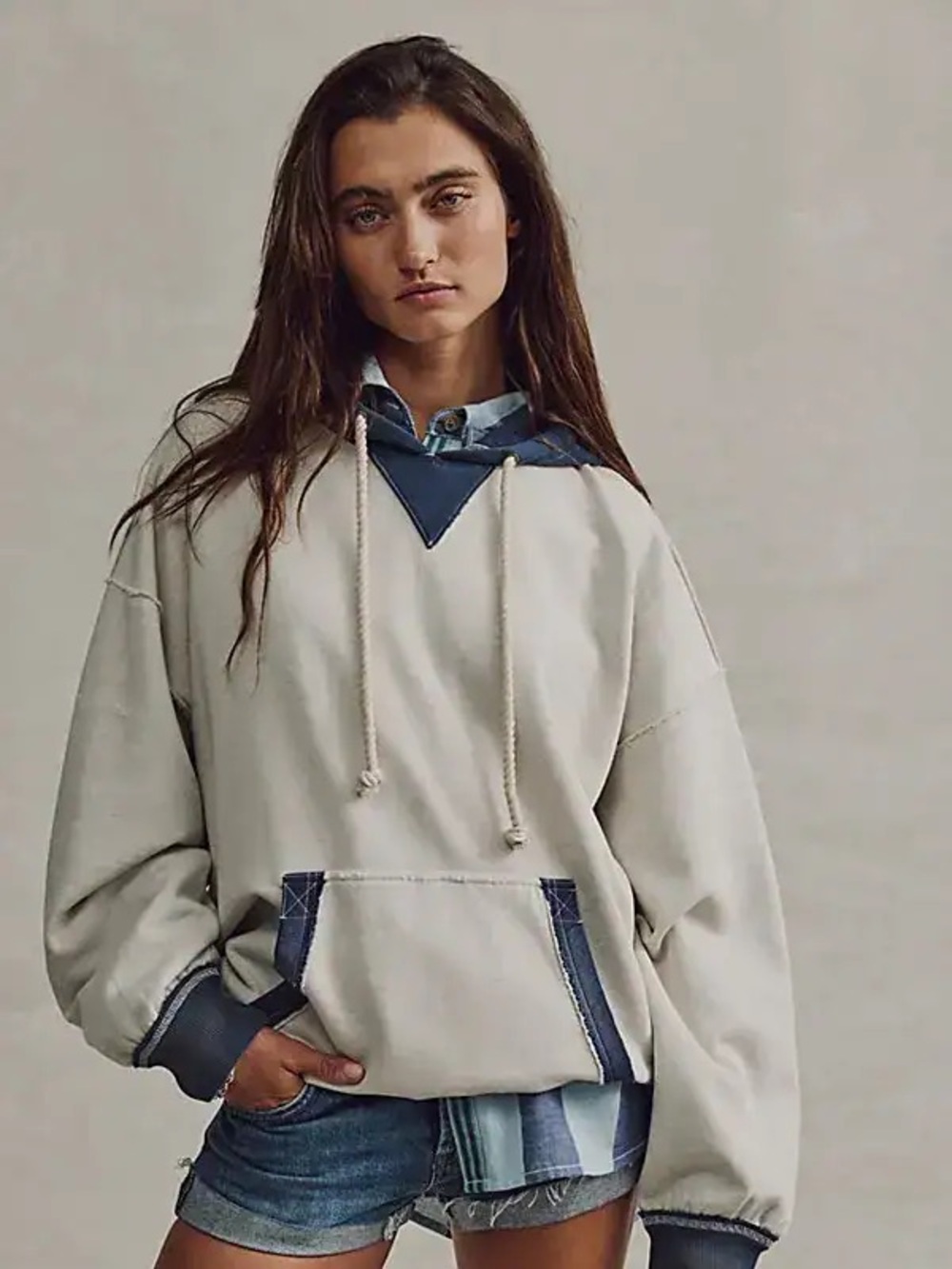 NWT FREE PEOPLE WE THE FREE Lou Baked Hoodie | Navy MSRP $168 Size XS Oversized